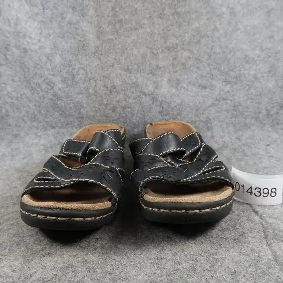 Clarks Shoes Womens 7.5 Sandals Fashion Slip On Bendables Leather Wedge Comfort - Picture 2 of 12